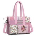thumbnail image 2 of Teacher Tote Bag,Pioneer Flower Floral Print Pattern Teacher Utility Tote Bag,Large Work Tote Bags for Women with Multiple Pockets,Top Zipper Closure,13.8x10.6x6.7 Inch, 2 of 5