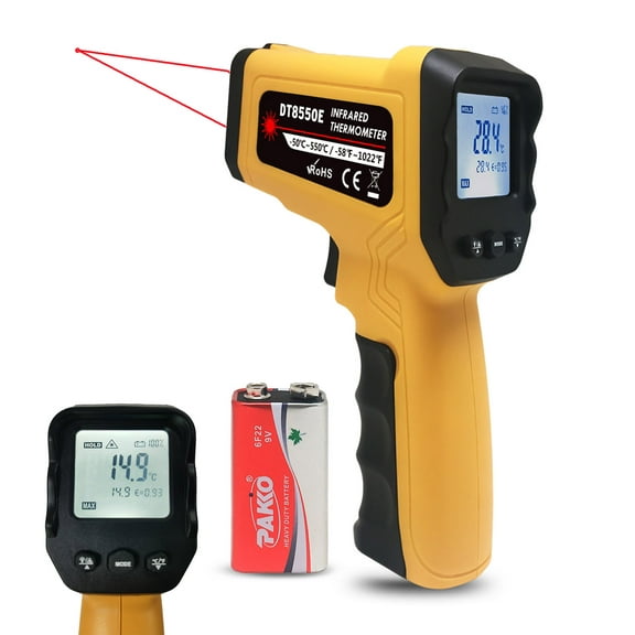 Infrared Thermometer Industrial -58℉-1022℉ (-50℃ to 550℃) Amicable Dual Laser Multipurpose Digital Temperature Gun [Not for Human] Adjustable Emissivity DS 12:1 for Home Repairs, Cooking