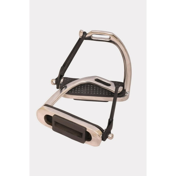 Peacock Silver Polish Safety Stirrups Fillis Horse Riding S/Steel with Rubber & TREADS (4" inch)