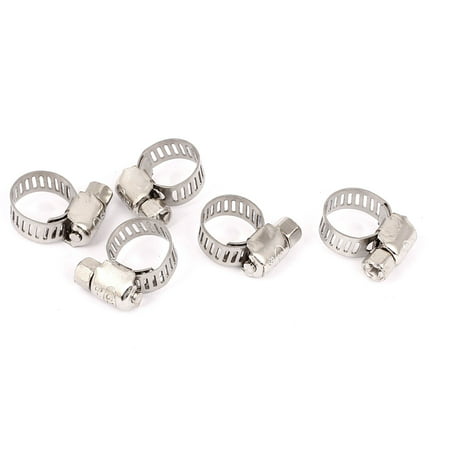5pcs 8-12mm Adjustable Worm Gear Stainless Steel Tube Pipe Clip Hose