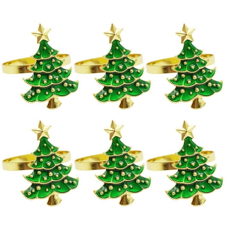 

GYMNASTI 6Pcs Christmas Tree Napkin Ring Holder Buckle Retro Elegant Desk Decoration