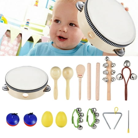 10pcs Instruments De Musique Percussion Jouet Rhythm Band Set Y Compris Tambourine Maracas Triangle Castanets Poignet Pour Enfants Enfants Bebe Walmart Canada