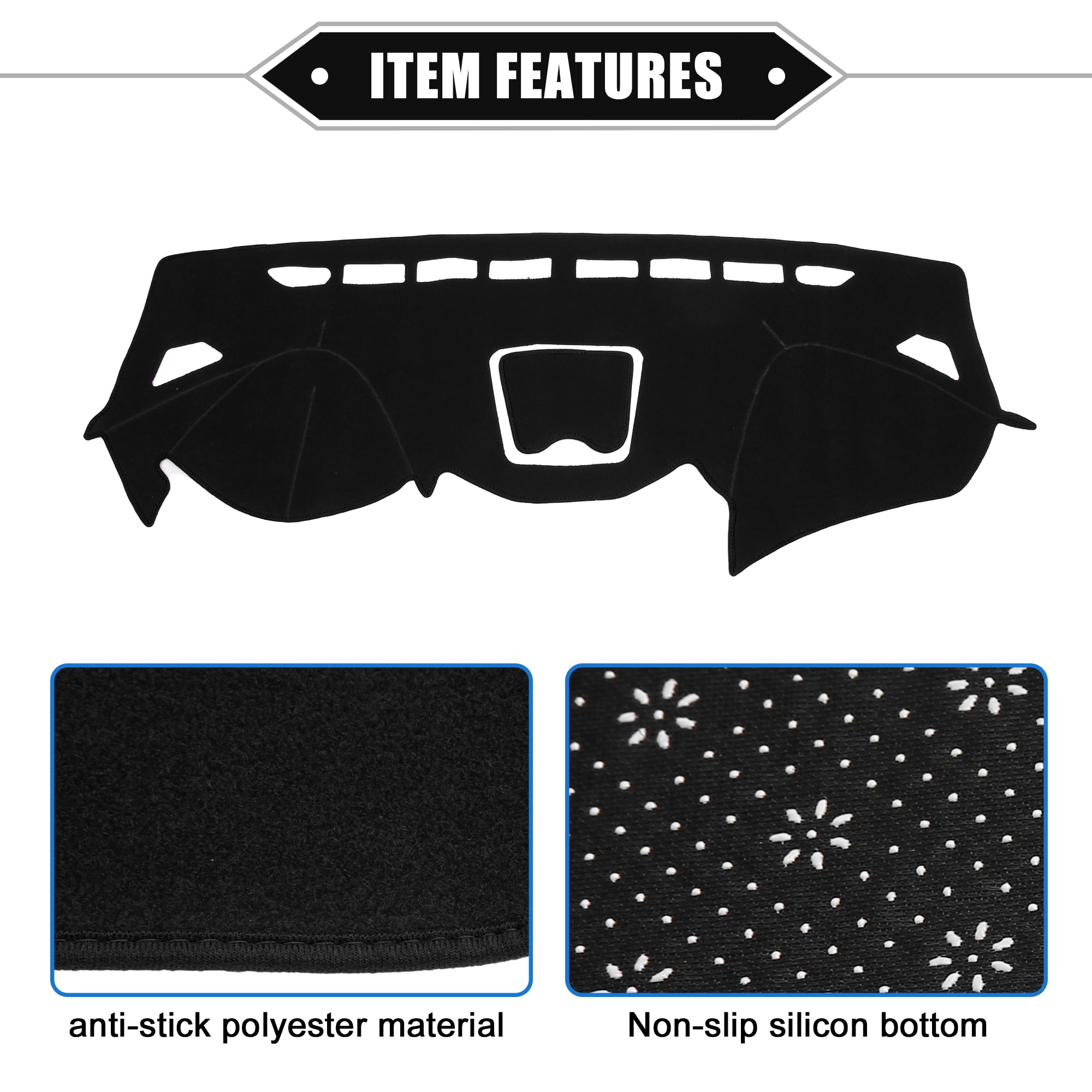 Unique Bargains Dashboard Cover for Hyundai Santa 2013-2018 Non-slip Polyester Black Dash Cover Mat Protector Cover