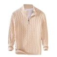 thumbnail image 2 of Suéter de cuello alto medio grueso con aguja gruesa para hombre, suéter con cremallera, suéter suelto, chaqueta de punto para hombre, 2 of 5