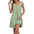thumbnail image 3 of DreamFish Women's Sleeveless Nightgown Pleated Sleep Dress with Pockets Soft Scoop Neck Sleepwear Sizes M-3XL, 3 of 5