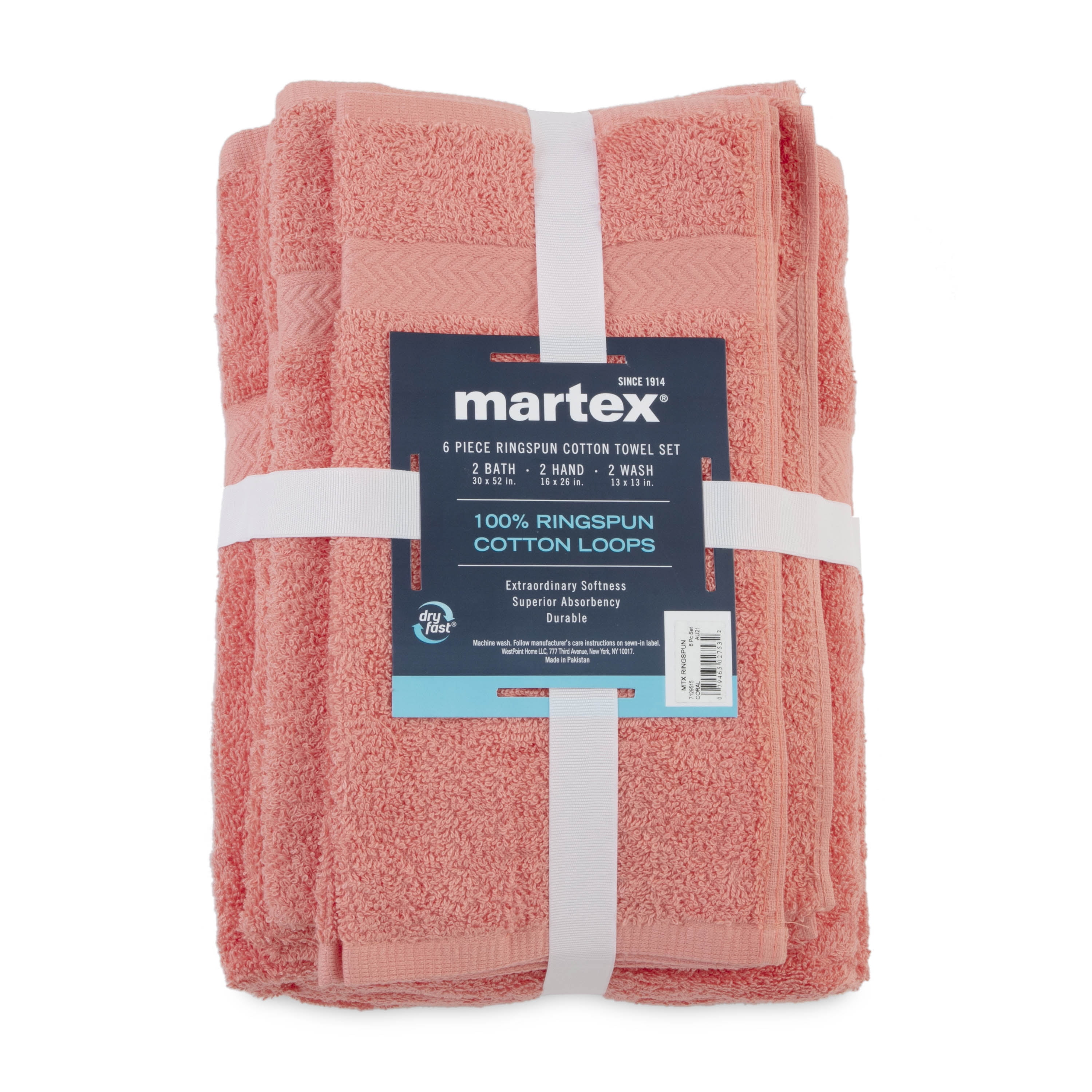 Martex Supima Luxe 6-Piece Towel Set - White