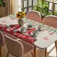 thumbnail image 3 of Red Gnomes Table Cloths for 3 Foot Rectangle Tables, Valentine Roses Leaves Love Beige Rustic Patio Waterproof Elastic Fitted Tablecloths, Washable Rectangular Table Cover for Camping, 3 of 8