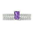 thumbnail image 2 of 1.16 ct Brilliant Emerald Cut Alexandrite 18K White Gold Solitaire with Accents Engagement Bridal Wedding Ring Band Set size 7.5, 2 of 7