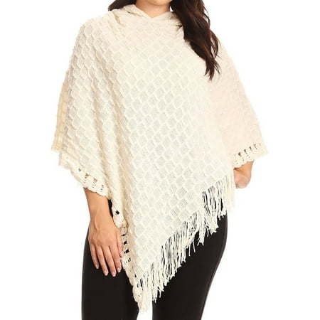 Crochet Tailored Split Corner Bedskirt - BNY Corner Women Plus Size Hoodie Crochet Lace Fringe Knit Pullover Poncho Ivory 4816 BNY Corner