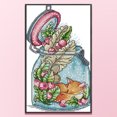 thumbnail image 3 of Hilo de bordar de algodón ecológico, Kit de punto de cruz con estampado de zorro de 14CT, obra de arte de 16x28cm, 3 of 9