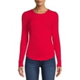 thumbnail image 2 of No Boundaries Women's Juniors Crewneck Ribbed T-Shirt with Long Sleeves, 2-Pack, 2 of 5