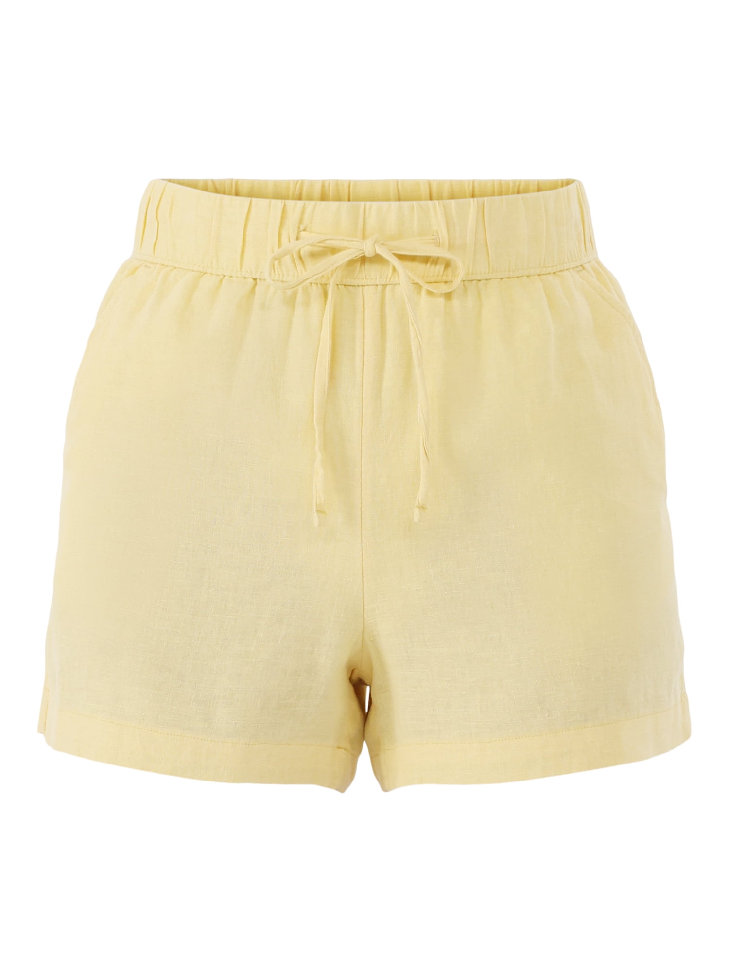 Time and Tru Women's Linen Blend Pull On Shorts, 3.5" Inseam, Sizes XS-XXXL