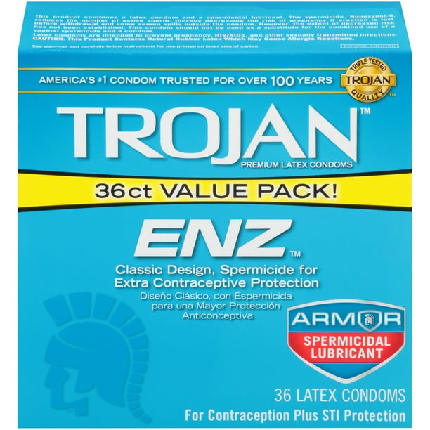 Trojan ENZ Armor Spermicidal Lubricated Condoms 36 Count Walmart