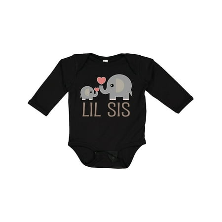 

Inktastic Little Sister Elephant Gift Baby Girl Long Sleeve Bodysuit