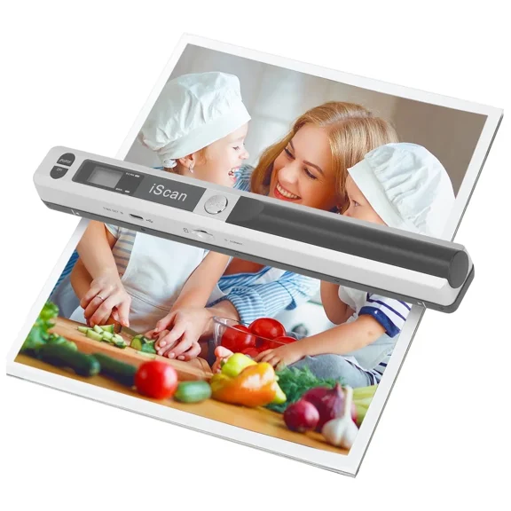 Portable Scanner, Photo Scanner for A4 Document Scanner 900DPI Handheld Scanner JPG/PDF Formate LCD Display for Business Image Picture Receipts Books Pages Texts, Support SD/TF Card (Silver)