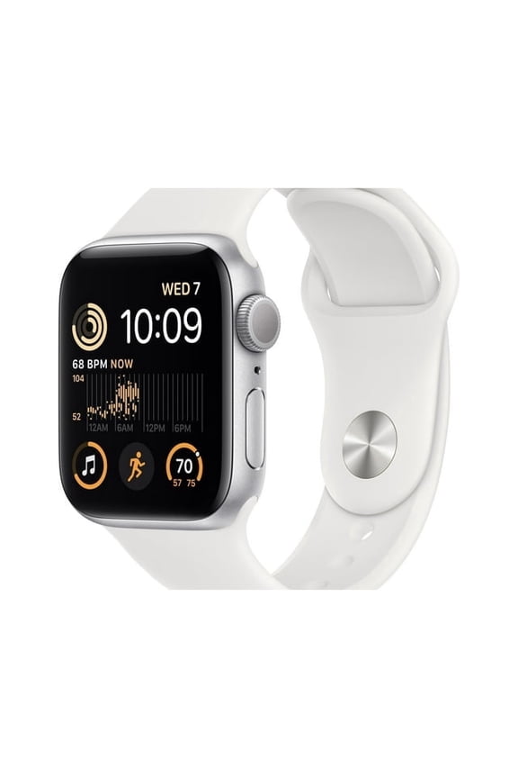 Open Box Restored Premium Apple Watch SE (2nd Gen) GPS 40mm Silver Aluminum Case with White Sport Band - S/M. Fitness & Sleep Tracker, Crash Detection, Heart Rate Monitor