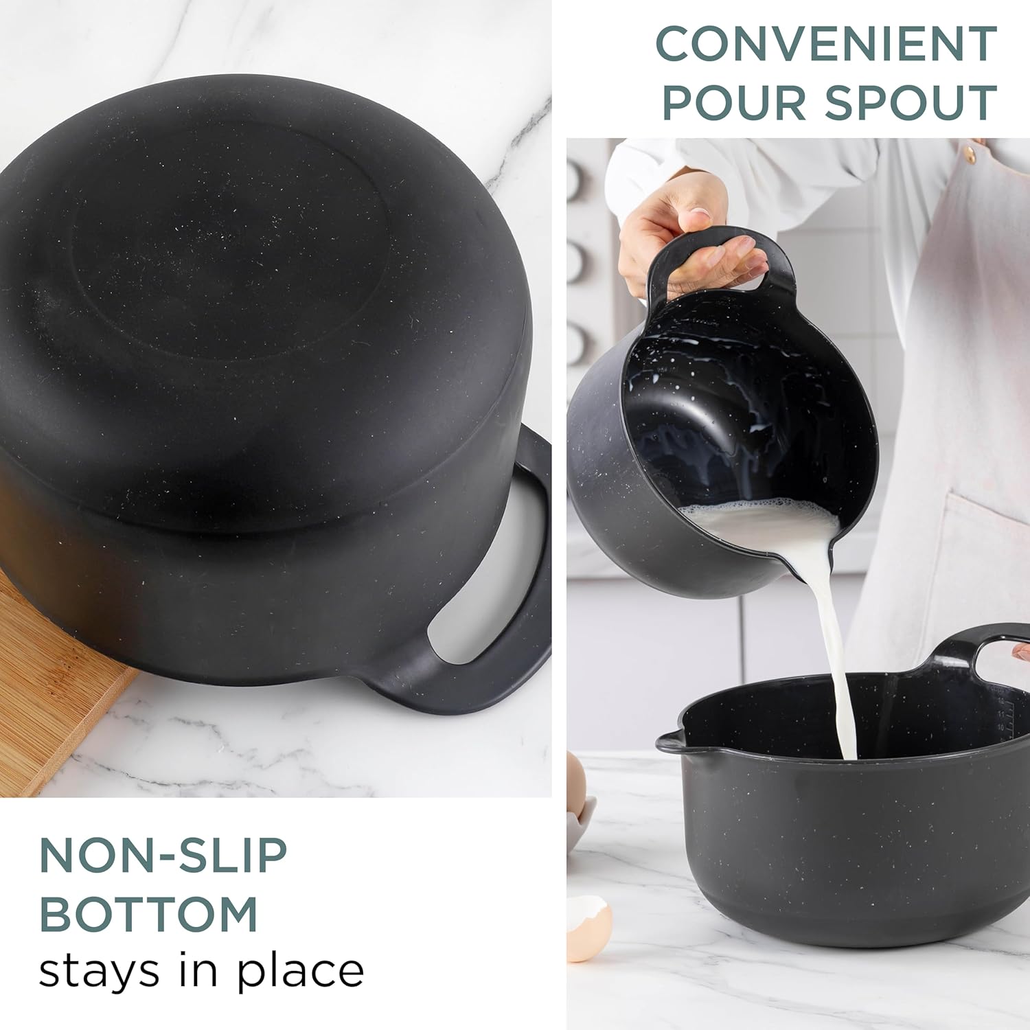 Cook With Color 4-Piece Black Speckled Mixing Bowl Set photo 8