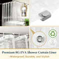 thumbnail image 4 of AUQ Clear Shower Curtain Liner | Heavy-Duty Mildew/Mold-Resistant Shower Liner with Weighted Magnets,100% EVA Vinyl,Rustproof Brass Grommets,12 Hooks,Waterproof,72" x 72",Clear, 4 of 6
