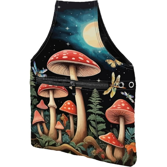 4 Holes Polyester Red Mushroom Yarn Bag Crochet Pouches Knitting Zipper Pocket Storage Skein Ball Organizer Portable Crocheting Tote Wrist for Knitting Needles Holding Yarns Sewing Craft Gift