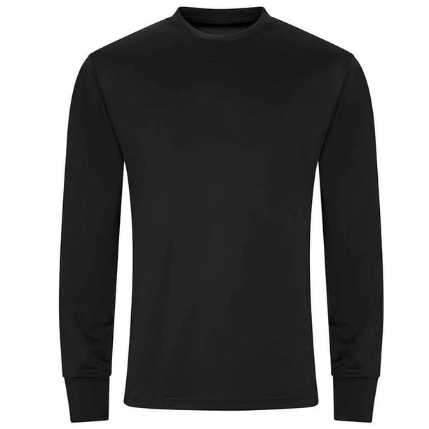 AWDis Cool - Camiseta de Manga Larga Activo para Hombre (Negro Azabache)