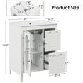 thumbnail image 2 of Soges 24" Bathroom Vanity with Ceramic Sink, Solid Wood Bathroom Makeup Cabinet with Door, Adjustable Shelf and 2 Drawer, Free Standing Single Basin Vanity Set for Small Bathroom, White, 2 of 10