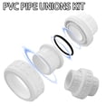 thumbnail image 4 of 1-1/2" PVC Union Coupling Pipe Fitting (Socket x Socket) PVC Adapter Schedule 40, EPDM O-Ring, 1.5'' inch White 2 Pack, 4 of 10