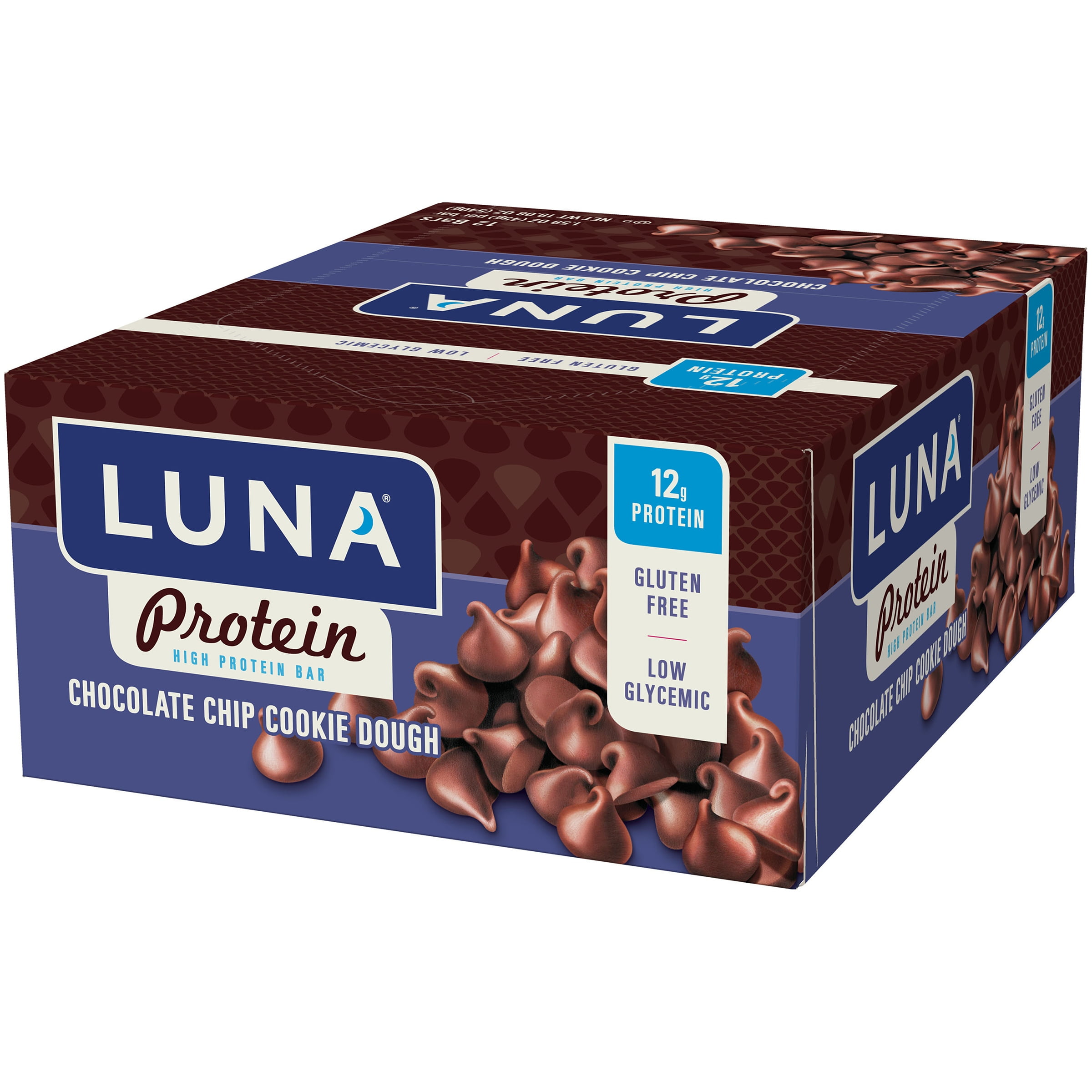 Clif Bar Luna Protein Bars Box for Women Chocolate Chip Cookie Dough 12 Bars by Clif Bar & Company