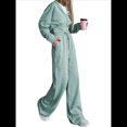 thumbnail image 3 of Conjunto Deportivo para Mujer: Sudadera con Capucha y Cremallera de Larga con Pantalones de Color Liso con Cordones - Conjunto de Dos Piezas Verde M, 3 of 7