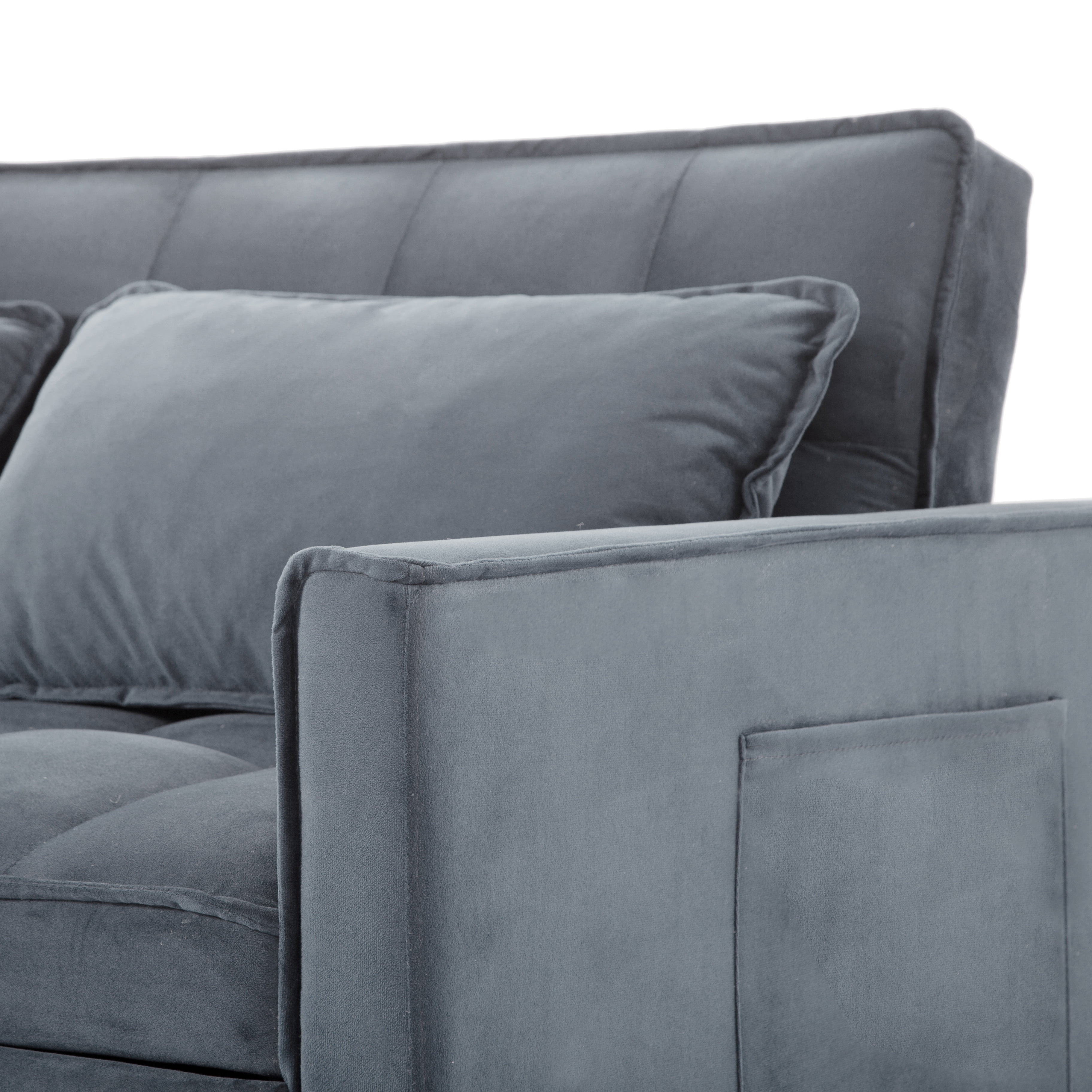 Gewnee 53.94”Convertible Sofa Bed,Pull-Out Sleeper Loveseat with 3 Angle Reclining & Storage Pocket,Futon Sofa for Small Space & Guest Room.Dark Grey