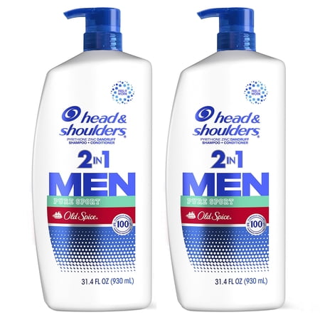 Head & Shoulders 2-In-1 Shampoo And Conditioner, Anti Dandruff Treatment And Scalp Care, Lemon-Lime Scent Of Old Spice Pure Sport, 31.4 Fl Oz Each, Twin (Packaging May Vary)