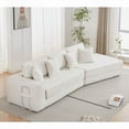 thumbnail image 2 of Modern Beige Lamb Velvet 3-Seat Folding Convertible Sofa Bed with 2-in-1 Function, 2 of 21