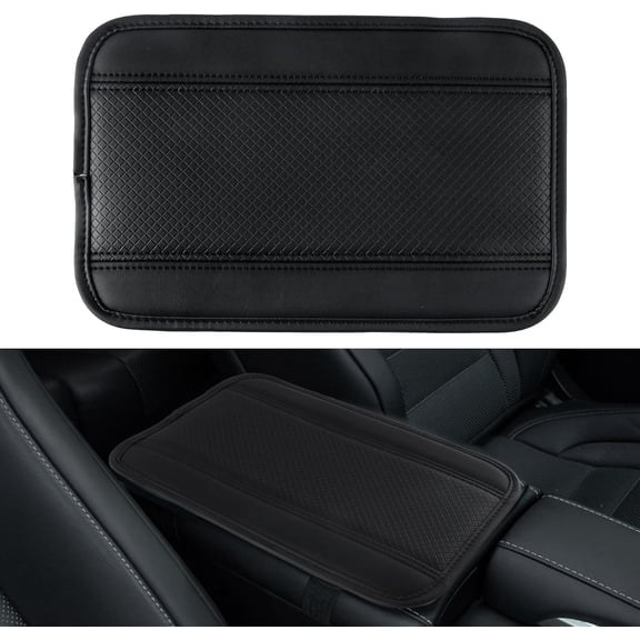 Center Console Pad, Universal Armrest Seat Box Cover, PU Leather Armrest Cover Protector, Interior Accessories fits SUV// (Black)