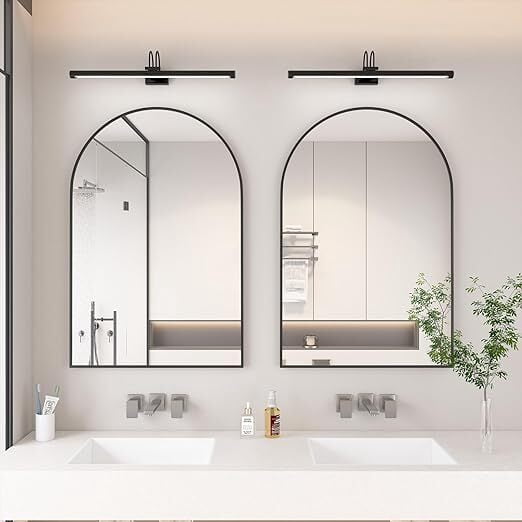 Anyrose 30" x 20" Black Arched Bathroom Wall Mirror