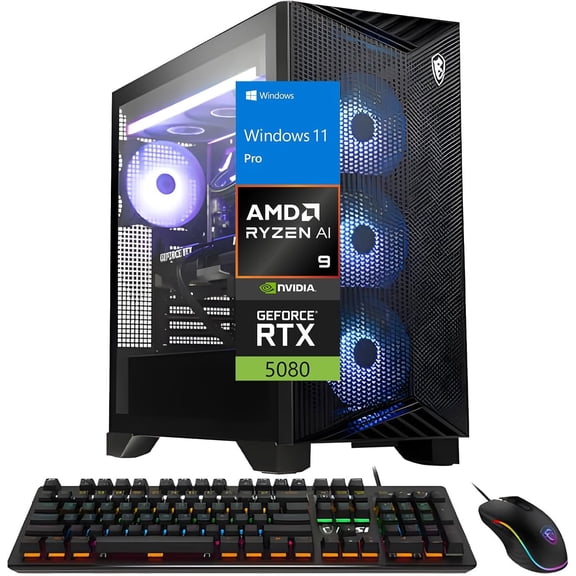 MSI Aegis ZS2 Gaming Desktop PC, GeForce RTX 5080 16GB, AMD Ryzen 9 9900X 12-Core, 32GB DDR5, 2TB NVMe SSD, 360mm Liquid Cooling, Wi-Fi 7, 850W 80 Gold PSU, Windows 11 Pro