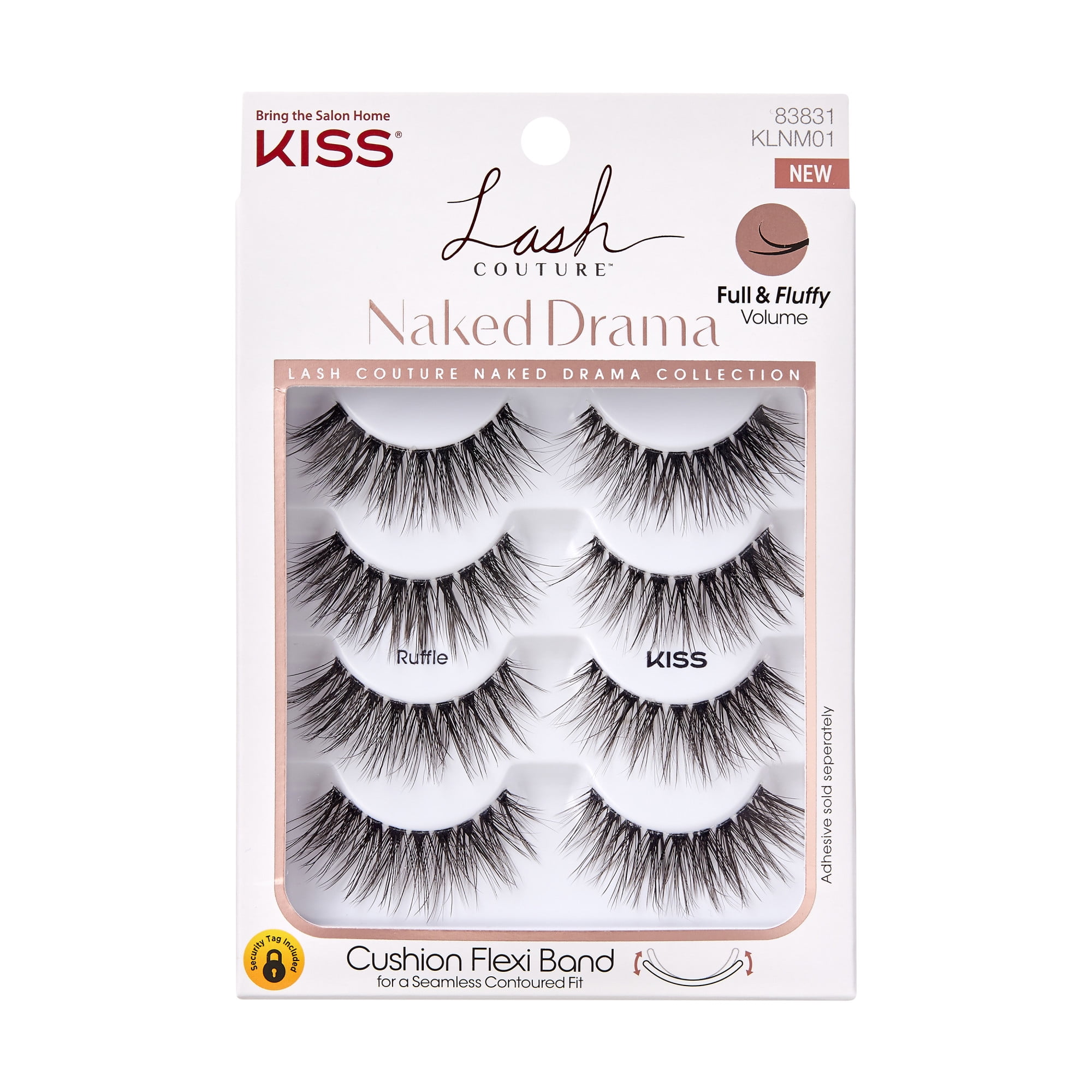 (2 pack) Kiss Lash Couture Naked Drama False Eyelashes Multipack, Style ‘Ruffle’ - 4 Pairs