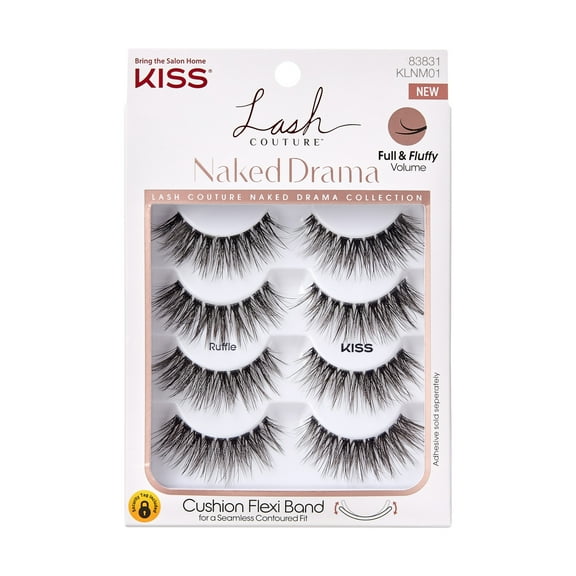 KISS Lash Couture Naked Drama False Eyelashes Multipack, Style ‘Ruffle’ - 4 Pairs