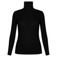 thumbnail image 2 of CARCOS Women Mock Turtleneck Half Sleeve Cute Plain Tee Shirt Slim Fitted Top Black,Medium, 2 of 6