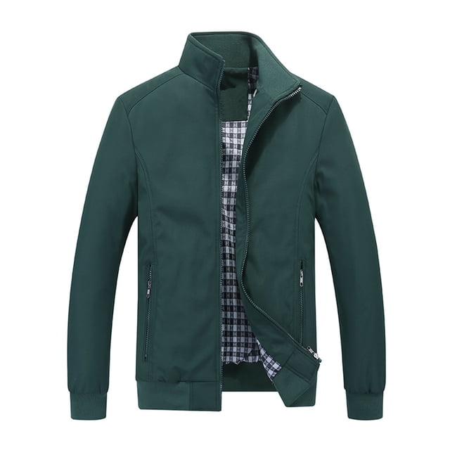Dvkptbk Men's Spring Fall Jacket Casual Stand-up Collar Jacket Zipper Jacket Long-sleeved Slim Jacket Lightweight Jacket