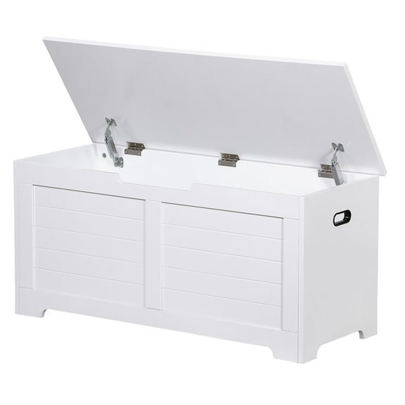 WSSYzyzf 39.4" Flip-Top Toy Box Storage Chest, White Bed End Bench with 2 Safety Hinges