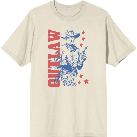 Outlaw Cowboy Adult Natural Crew Neck Short Sleeve Tee-Medium