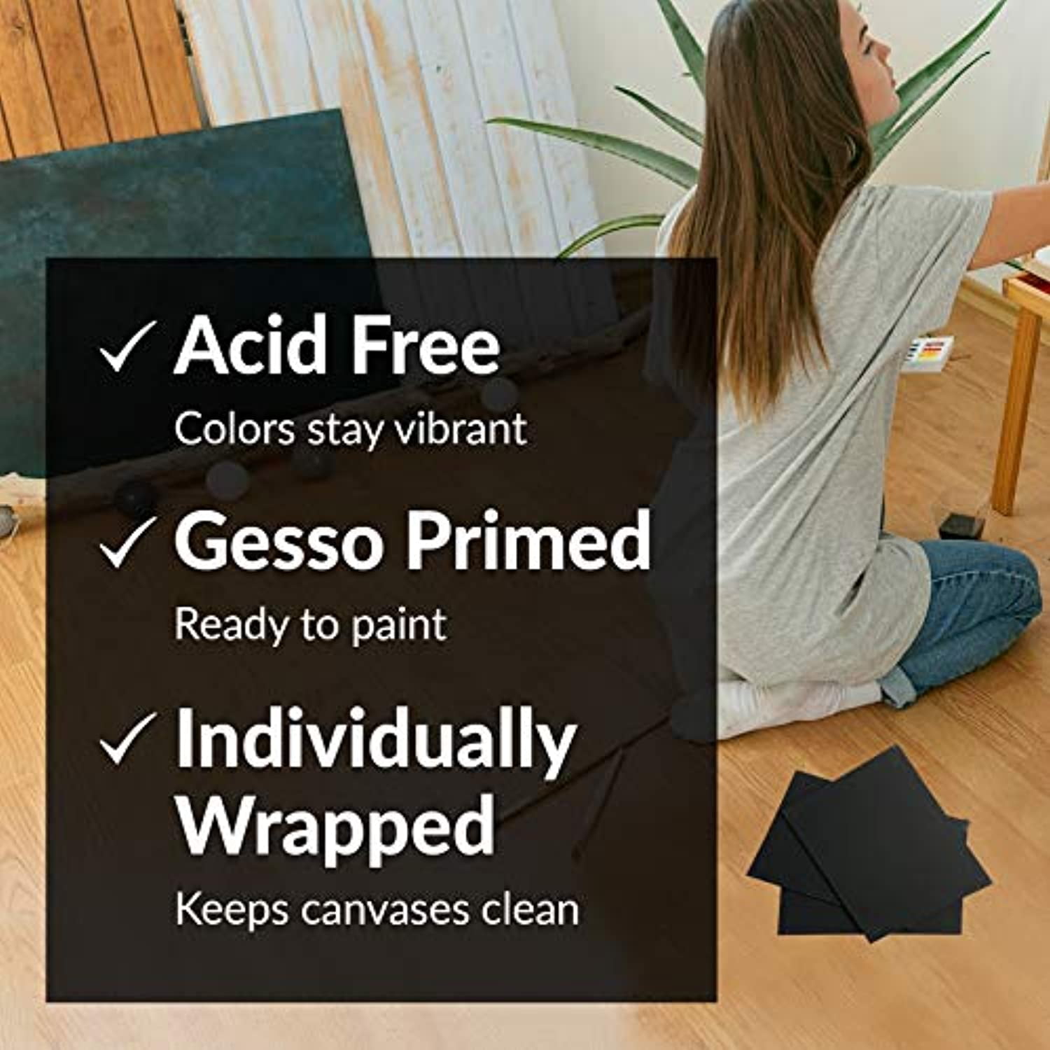 Hippie Crafter Adult 20 Pack Black Canvas Boards for Painting 5x7 Blank Small Art Canvases Panels for Paint