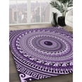 thumbnail image 3 of Ahgly Company Machine Washable Indoor Round Transitional Dark Purple Area Rugs, 5' Round, 3 of 7