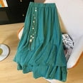 thumbnail image 2 of Mrat Long Tulle Skirts Women's Summer Loose Retro Elastic Waist Full Length Embroidery Skirt Double Layer Flowing Cotton and Linen Gauze Skirt Summer Skirts S-37 Green M, 2 of 7