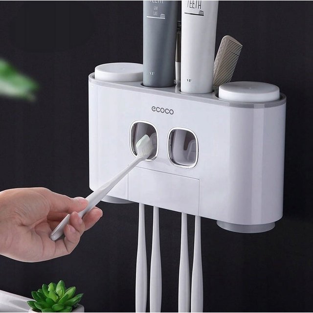 Estante de baño Soporte de montaje en pared Exprimidor automático de pasta de dientes Gris Rojo Verde