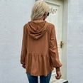 thumbnail image 4 of Blusa con capucha de manga larga de color sólido de moda cómoda informal para mujer Pompotops  FGAJ22543, 4 of 7