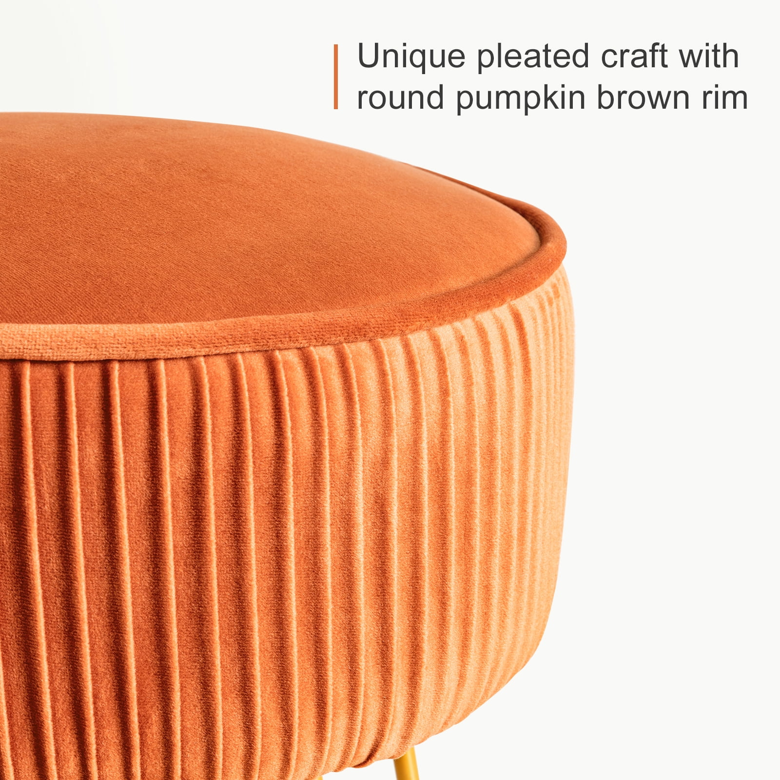 Dycanpo Brown Vanity Stool Vanity Chair with Velvet Upholstered, Metal Legs for Living Room, Adult