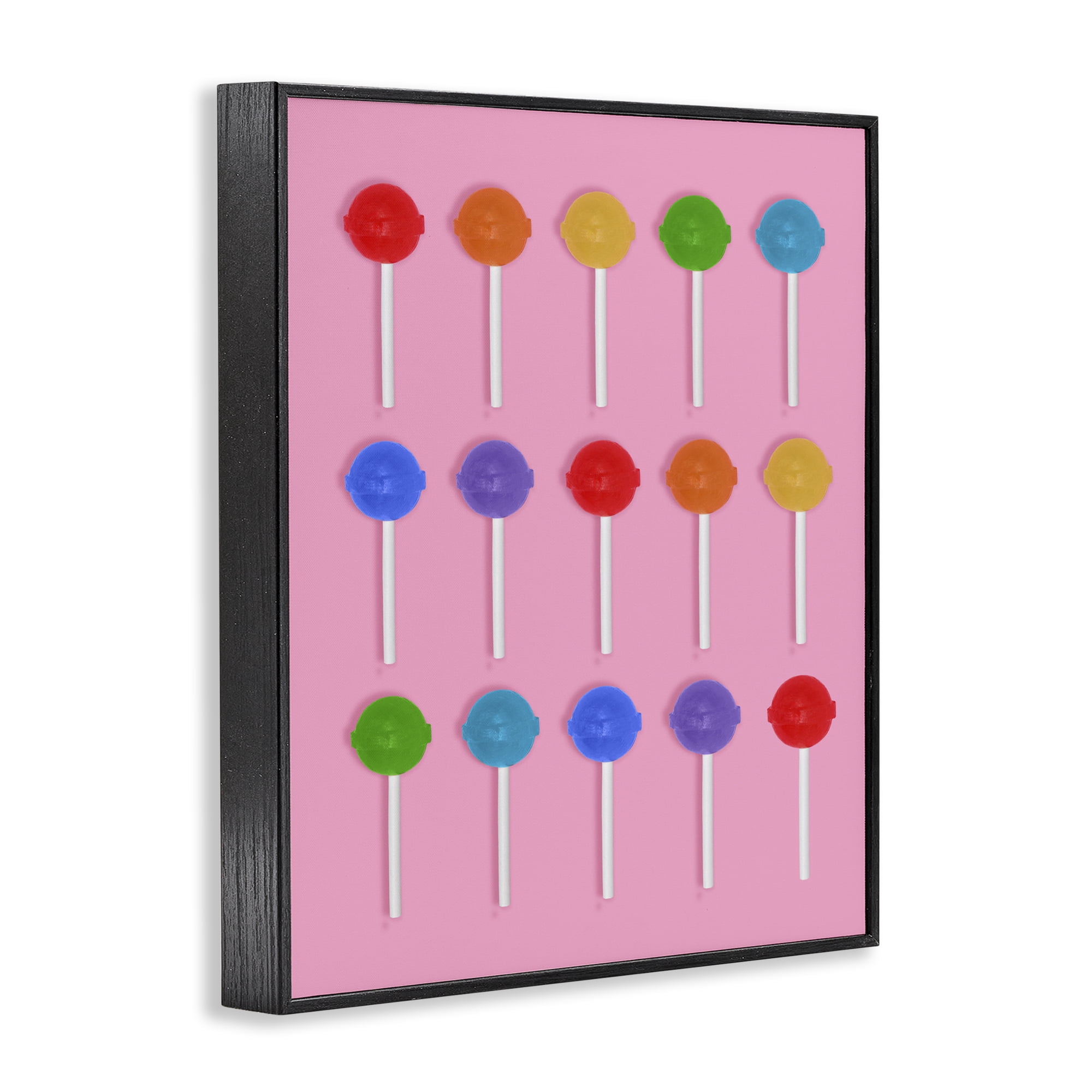 Stupell Industries Rainbow Lollipop Grid Black Framed Giclee Art, design by LISH Creative
