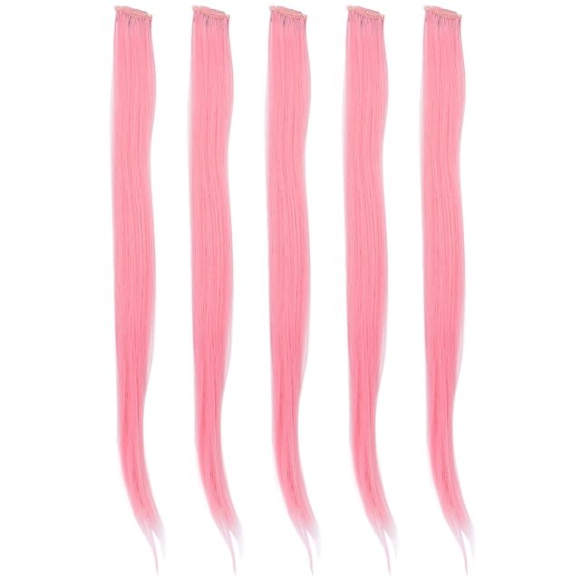 Clip In Hair Extensions, 5pcs 55cm Colored Clip In Hairpiece Hair Extensions For Women High Temperature Synthetic Hair For Party and Cosplay Use