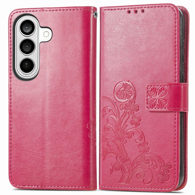 Funda Sintética FOXDOCK para Samsung Galaxy S26 | Función de Billetera y Soporte | Protección Completa-rojo