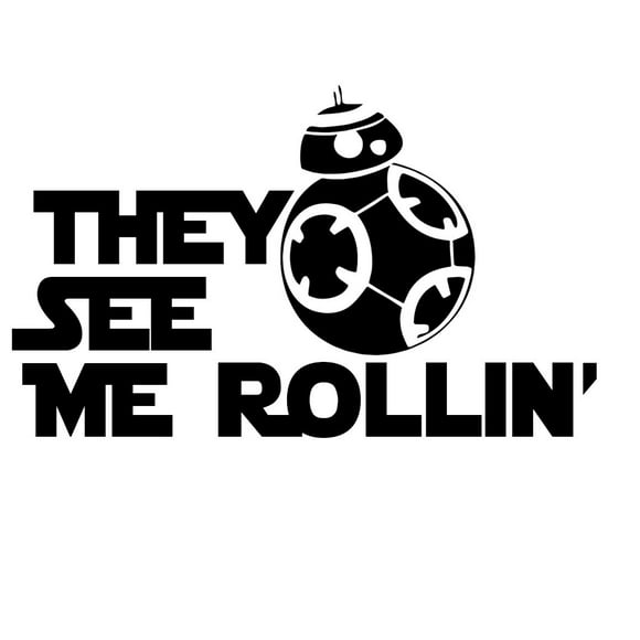 They See Me Rollin' BB-8 Autocollant Voiture en Vinyle 6 Pouces (6 Pouces Noir)